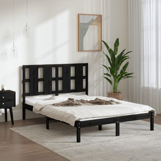 vidaXL Bed Frame Black Solid Wood 120x190 cm Small Double