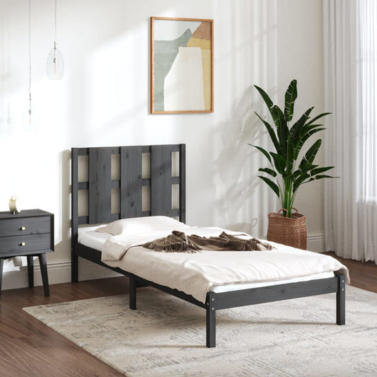 vidaXL Bed Frame Grey Solid Wood Pine 90x200 cm