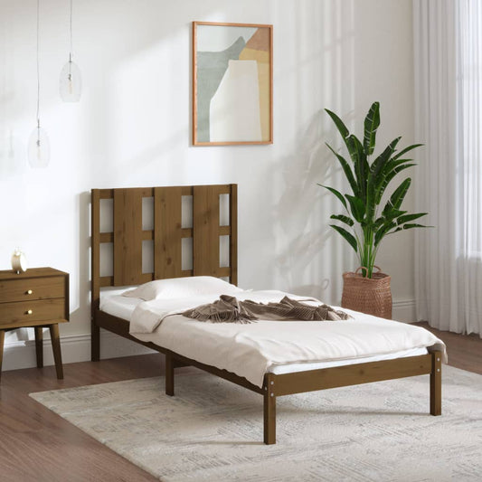 vidaXL Bed Frame Honey Brown Solid Wood Pine 90x200 cm