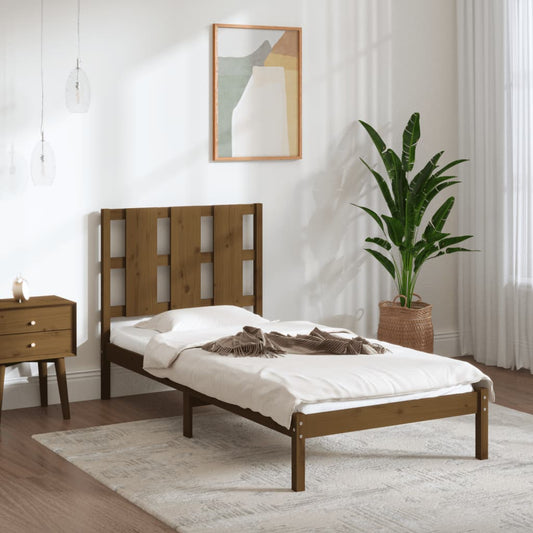vidaXL Bed Frame Honey Brown Solid Wood Pine 100x200 cm