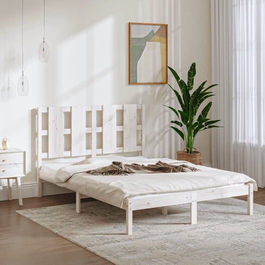 vidaXL Bed Frame White Solid Wood Pine 140x200 cm