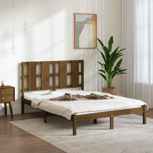 vidaXL Bed Frame Honey Brown Solid Wood Pine 140x200 cm