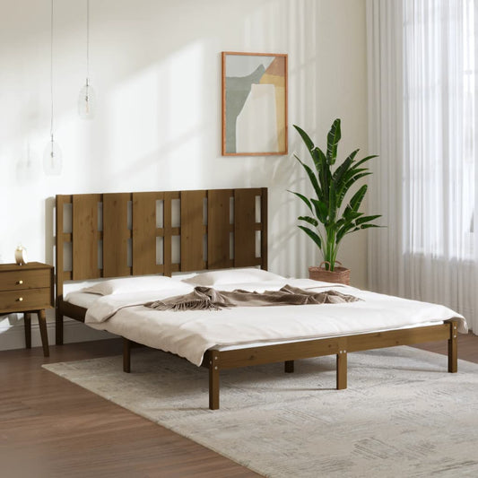 vidaXL Bed Frame Honey Brown Solid Wood 150x200 cm King Size