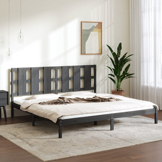 vidaXL Bed Frame Grey Solid Wood Pine 200x200 cm