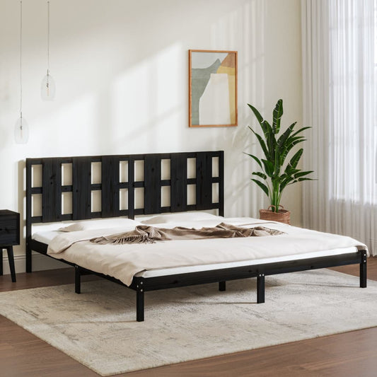 vidaXL Bed Frame Black Solid Wood Pine 200x200 cm