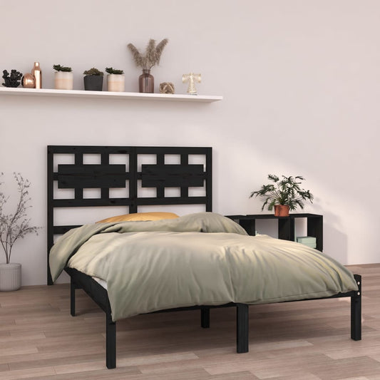 vidaXL Bed Frame Black Solid Wood 120x190 cm Small Double