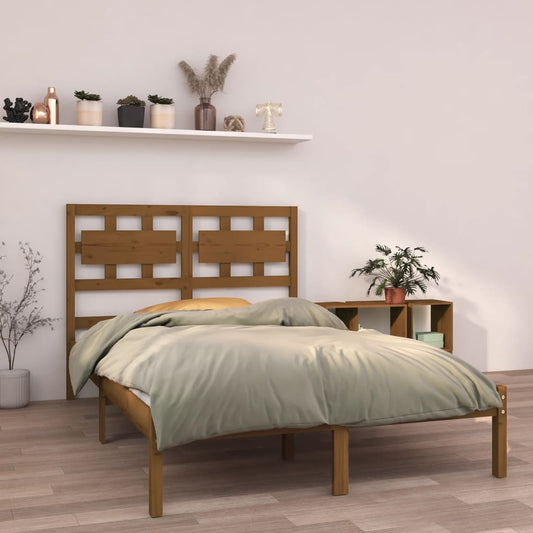 vidaXL Bed Frame Honey Brown Solid Wood 140x190 cm