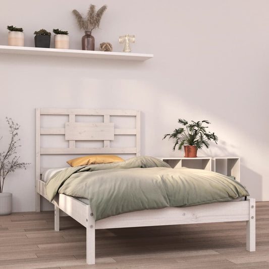vidaXL Bed Frame White Solid Wood 90x200 cm