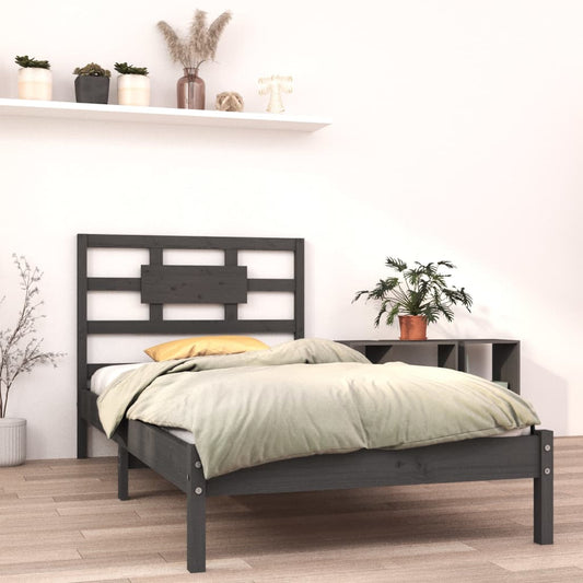 vidaXL Bed Frame Grey Solid Wood 100x200 cm