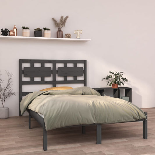 vidaXL Bed Frame Grey Solid Wood 150x200 cm King Size