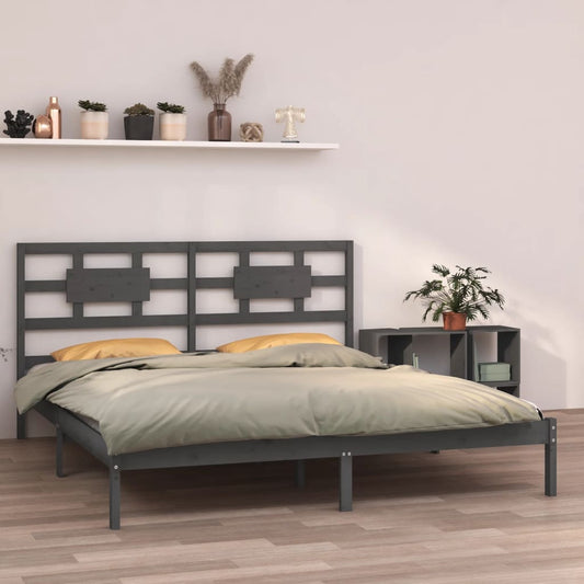 vidaXL Bed Frame Grey Solid Wood 160x200 cm