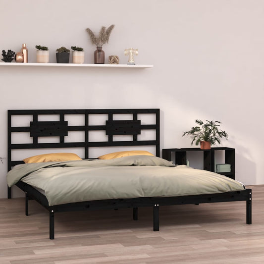 vidaXL Bed Frame Black Solid Wood 160x200 cm