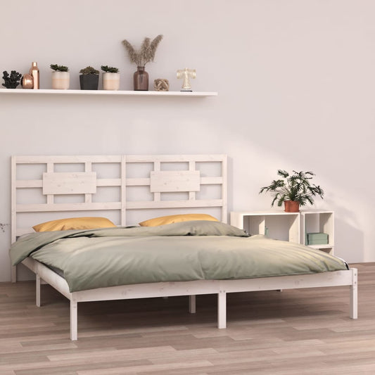 vidaXL Bed Frame White Solid Wood 180x200 cm Super King Size