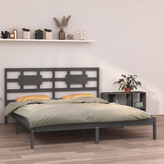 vidaXL Bed Frame Grey Solid Wood 200x200 cm