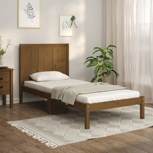 vidaXL Bed Frame Honey Brown Solid Wood 75x190 cm Small Single