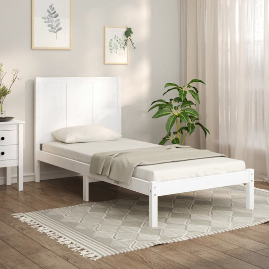 vidaXL Bed Frame White Solid Wood Pine 90X190 cm Single
