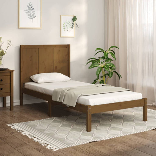 vidaXL Bed Frame Honey Brown Solid Wood Pine 100x200 cm