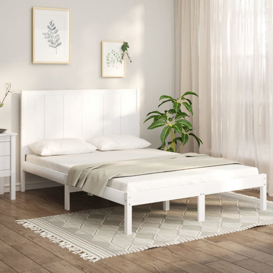 vidaXL Bed Frame White Solid Wood Pine 140x200 cm