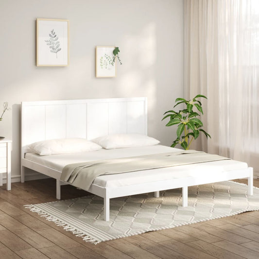 vidaXL Bed Frame White Solid Wood Pine 200x200 cm