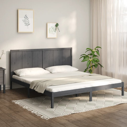 vidaXL Bed Frame Grey Solid Wood Pine 200x200 cm