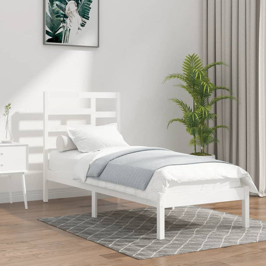 vidaXL Bed Frame White Solid Wood 90X190 cm Single
