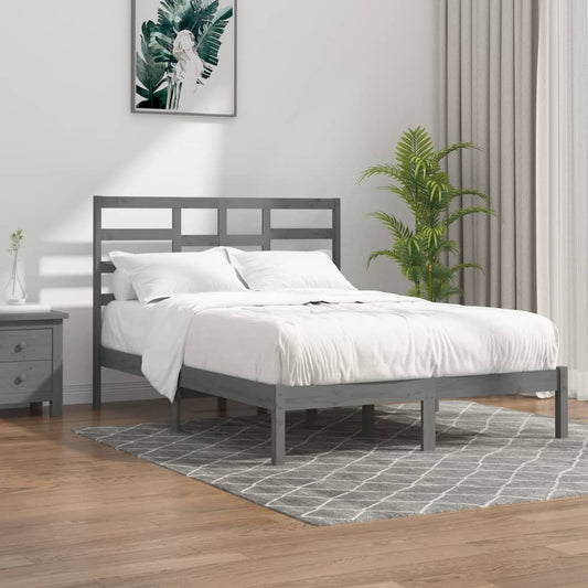 vidaXL Bed Frame Grey Solid Wood 140x190 cm