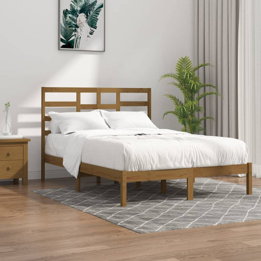 vidaXL Bed Frame Honey Brown Solid Wood 140x190 cm