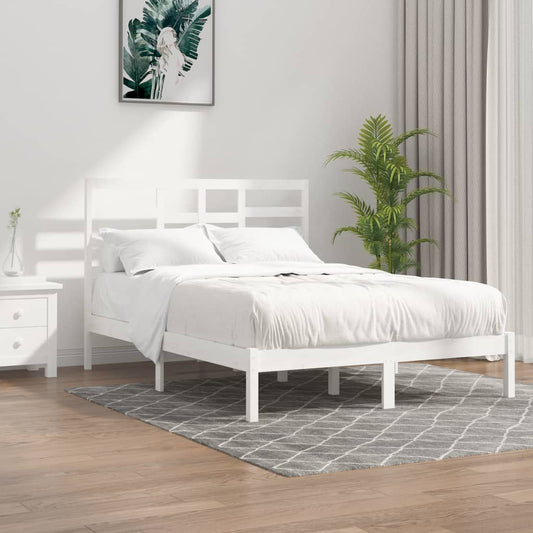 vidaXL Bed Frame White Solid Wood 160x200 cm