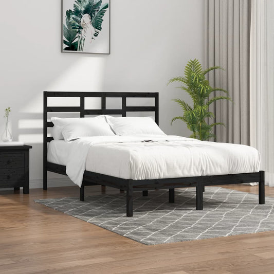 vidaXL Bed Frame Black Solid Wood 160x200 cm
