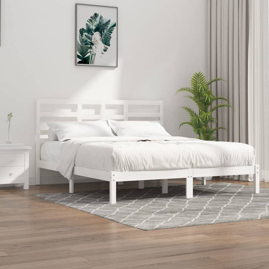 vidaXL Bed Frame White Solid Wood 200x200 cm