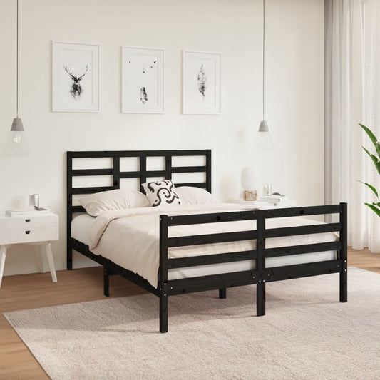 vidaXL Bed Frame Black Solid Wood 140x190 cm