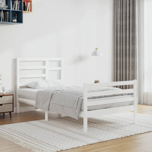 vidaXL Bed Frame White Solid Wood 90x200 cm