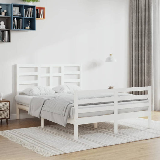 vidaXL Bed Frame White Solid Wood 120x200 cm