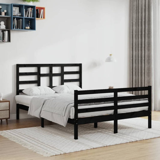 vidaXL Bed Frame Black Solid Wood 120x200 cm