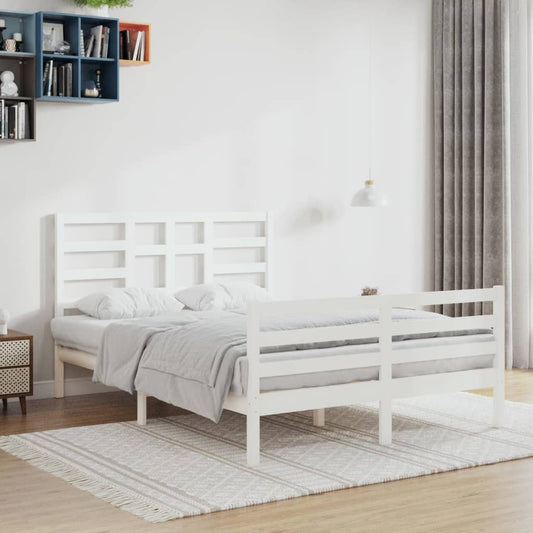 vidaXL Bed Frame White Solid Wood 140x200 cm