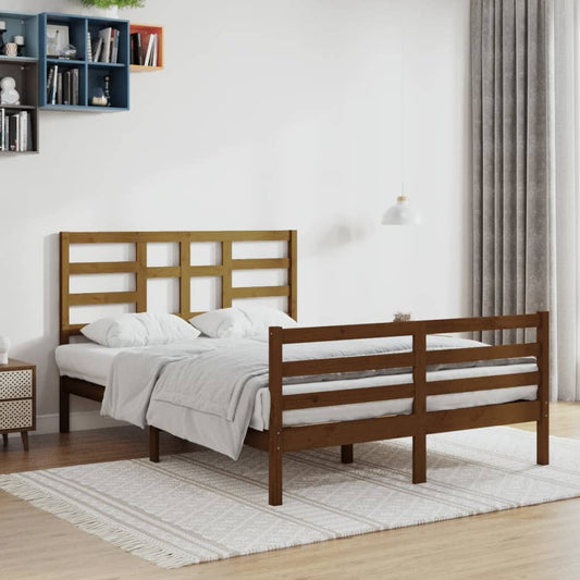 vidaXL Bed Frame Honey Brown Solid Wood 140x200 cm