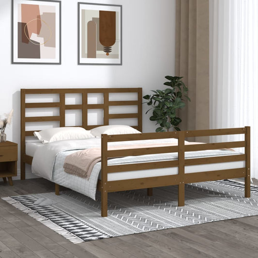 vidaXL Bed Frame Honey Brown Solid Wood 150x200 cm King Size