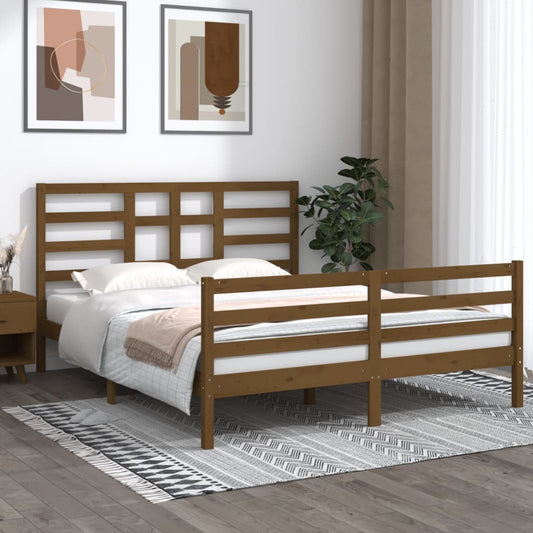vidaXL Bed Frame Honey Brown Solid Wood 160x200 cm