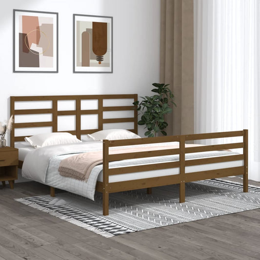 vidaXL Bed Frame Honey Brown Solid Wood 180x200 cm Super King Size