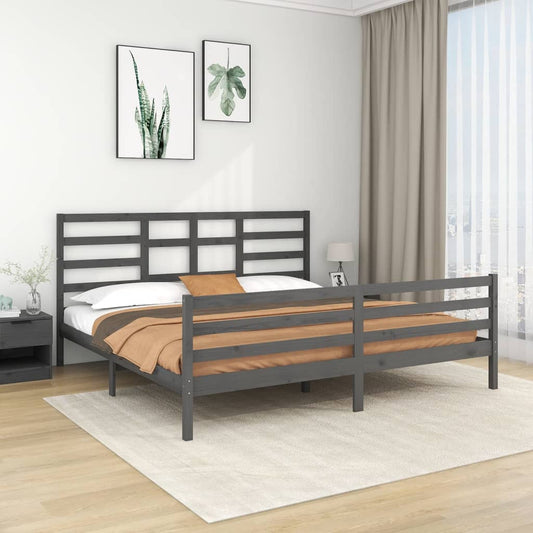 vidaXL Bed Frame Grey Solid Wood 200x200 cm