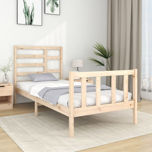 vidaXL Bed Frame Solid Wood 90X190 cm Single
