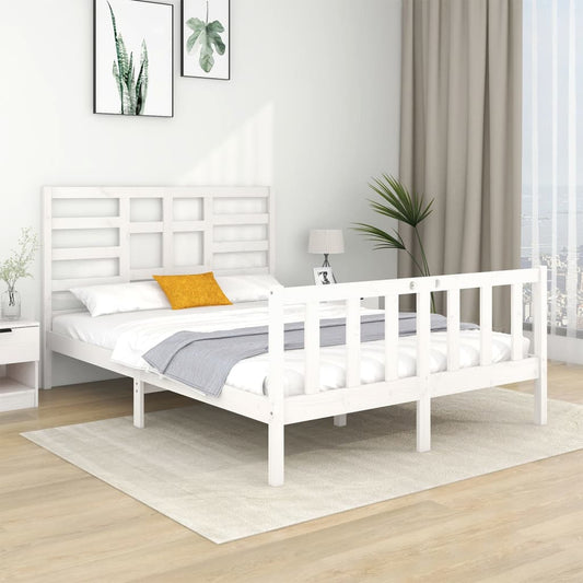 vidaXL Bed Frame White Solid Wood 135x190 cm Double