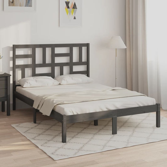 vidaXL Bed Frame Grey Solid Wood 120x190 cm Small Double