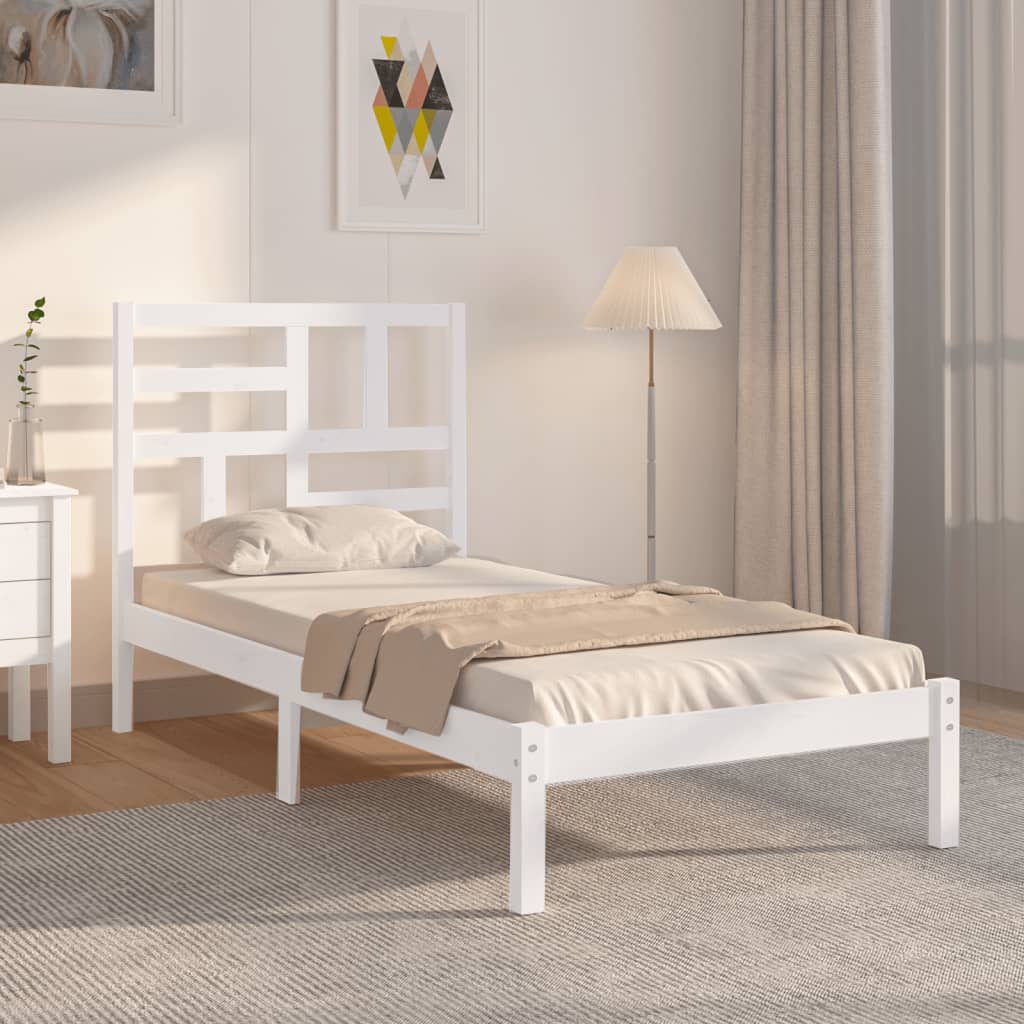 vidaXL Bed Frame White Solid Wood 100x200 cm