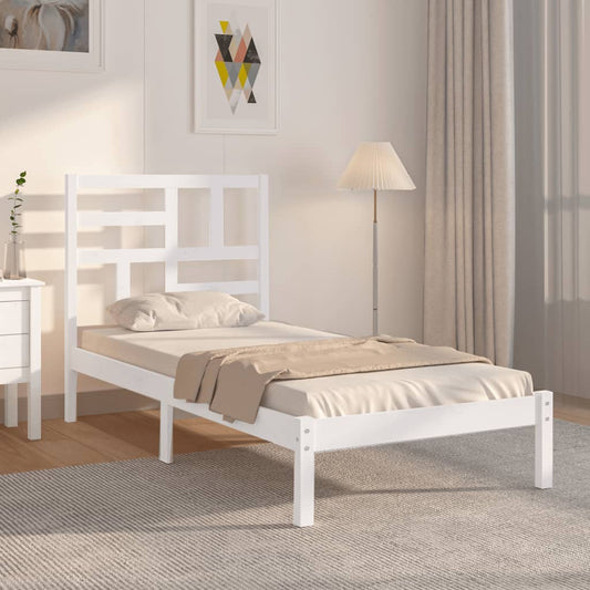 vidaXL Bed Frame White Solid Wood 100x200 cm