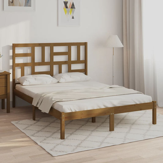 vidaXL Bed Frame Honey Brown Solid Wood 120x200 cm