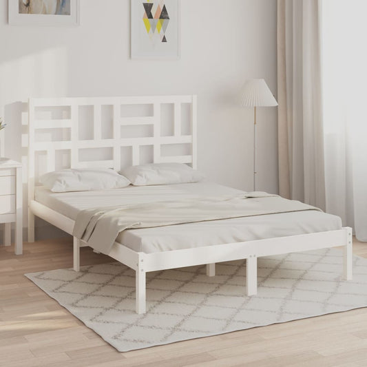 vidaXL Bed Frame White Solid Wood 140x200 cm