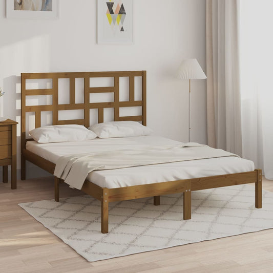vidaXL Bed Frame Honey Brown Solid Wood 140x200 cm