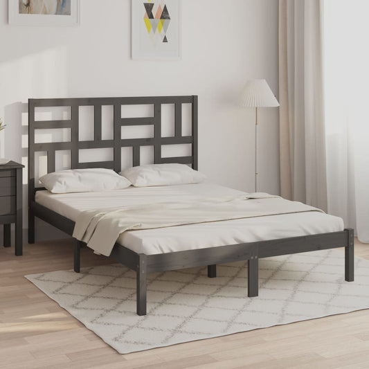 vidaXL Bed Frame Grey Solid Wood 160x200 cm