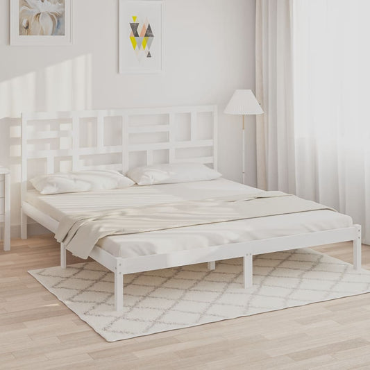 vidaXL Bed Frame White Solid Wood 200x200 cm